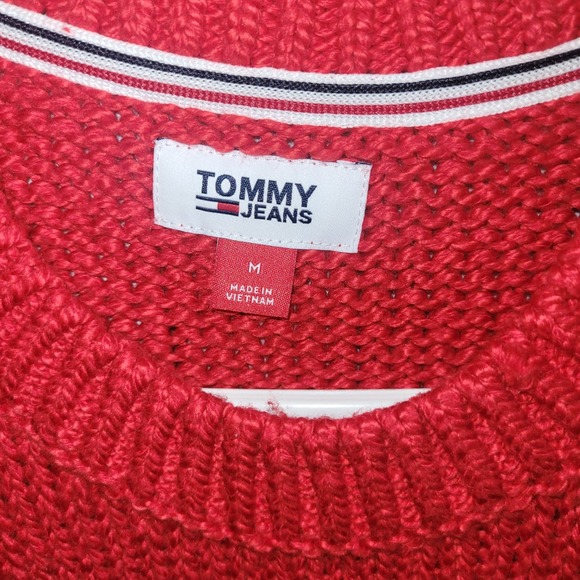 Tommy‎ Jeans Red Knit Sleeveless Sweater Vest Crop M 90s style holidays! - Picture 2 of 5